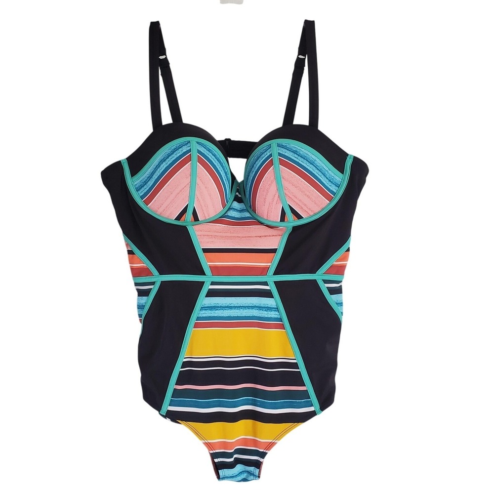 Torrid Swimsuit Women 3 22-24 Multi  One Piece Slim Fix Underwire Tummy Control